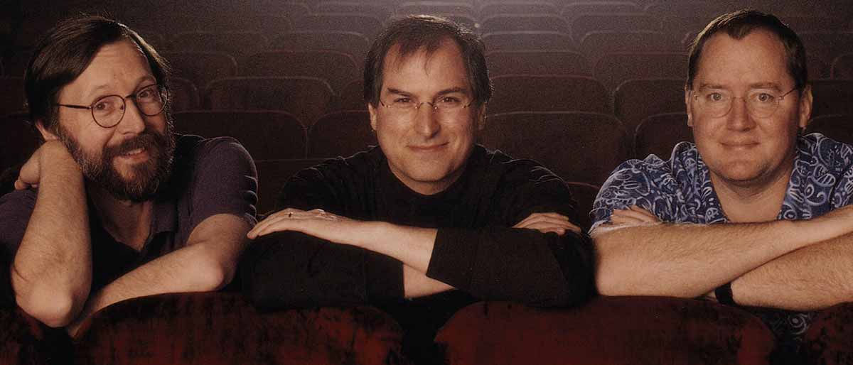 Ed Catmull, John Lasseter และ Steve Jobs ในหนังสารคดี The Pixar Story