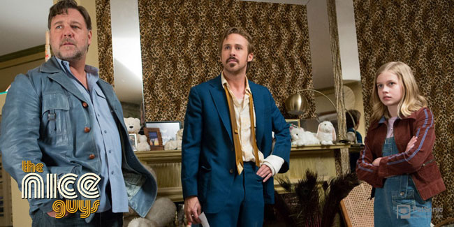 Russell Crowe, Ryan Gosling และ Angourie Rice ในหนัง The Nice Guys