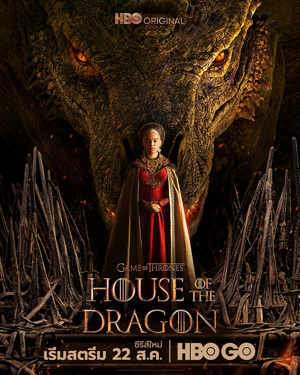 โปสเตอร์ซีรีส์ House of the Dragon เรื่องราวก่อนหน้าของ Game of Thrones