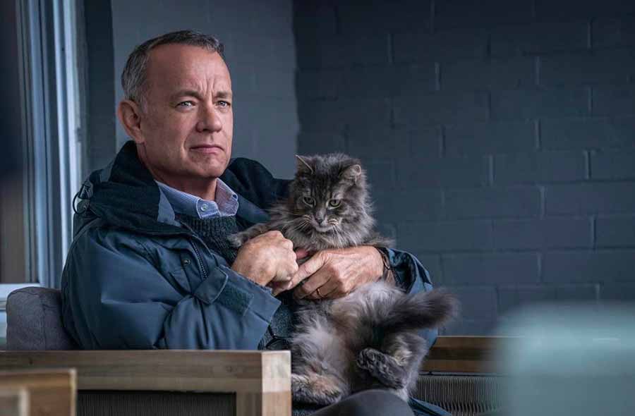 Tom Hanks กับแมวของเขา ในหนังเรื่อง A Man Called Otto มนุษย์ลุง...ชื่ออ๊อดโต้
